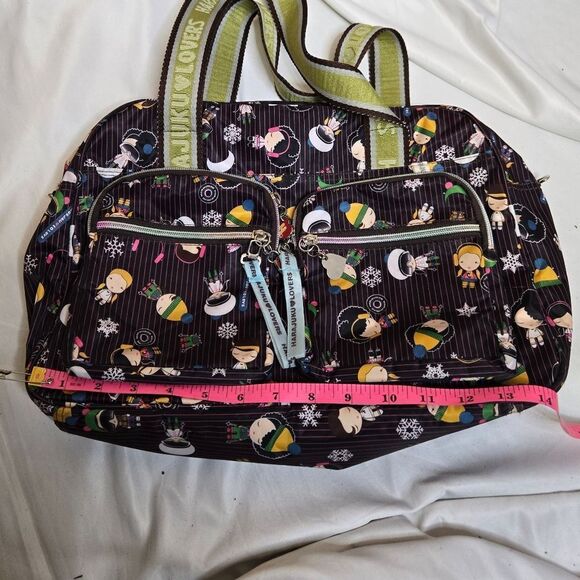 Y2K Harajuku Lovers black snowflake print kawaii duffel shoulder bag purse - Picture 10 of 11